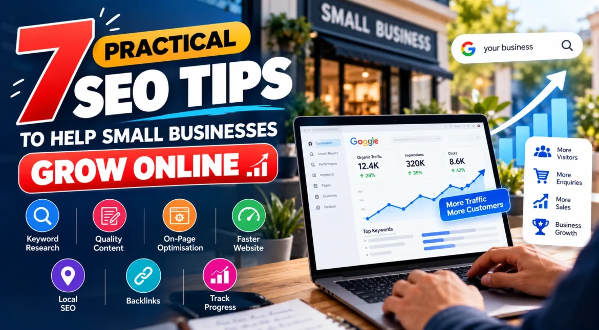 SEO specialist reviewing search performance and keyword rankings for a small business website.